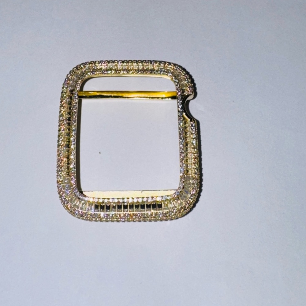 46mm Apple Watch Bezel Baguette Moissanite | 14K Gold Vermeil Luxury Tech Bling